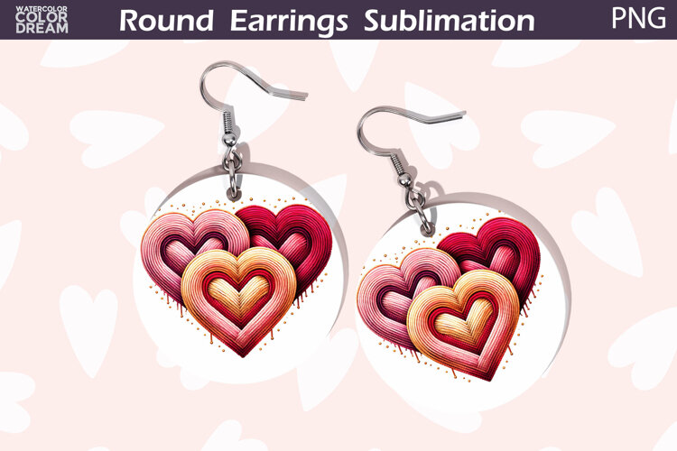 Heart Round Earrings | Valentine Round Earrings example image 1