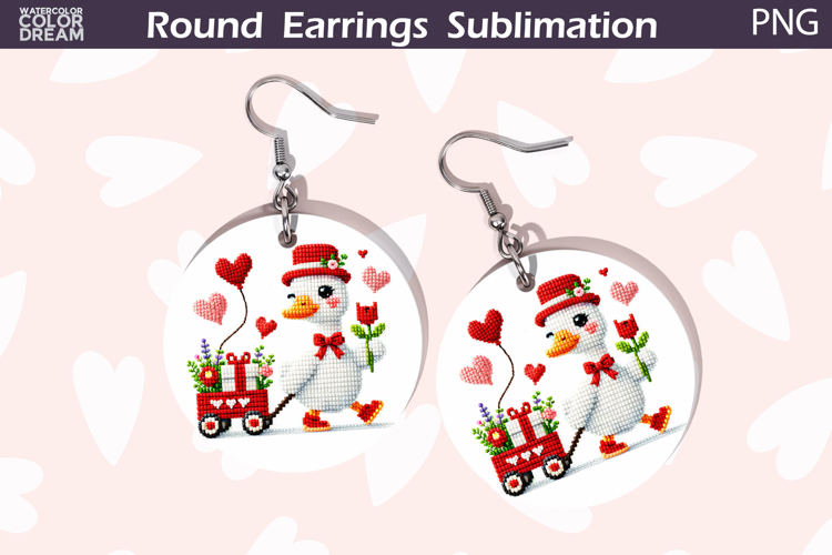 Goose Heart Round Earrings | Cute Animal Earrings