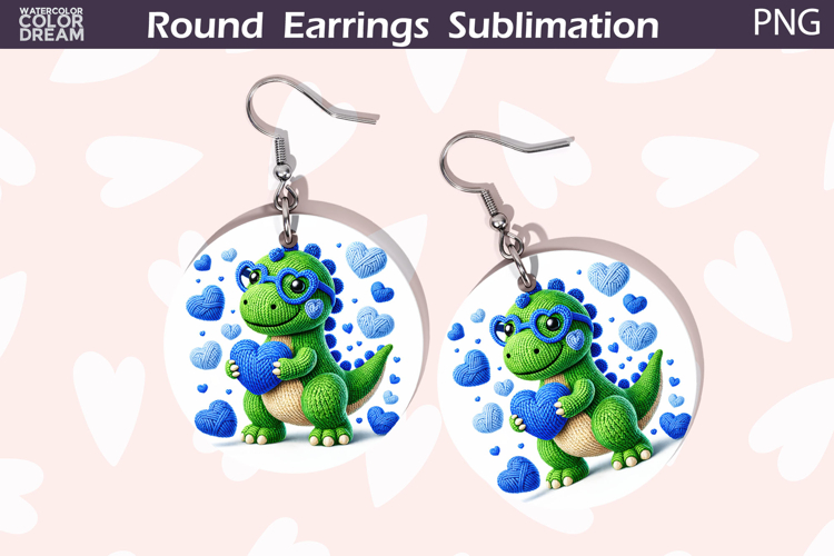 Dinosaur Heart Round Earrings | Cute Animal Earrings