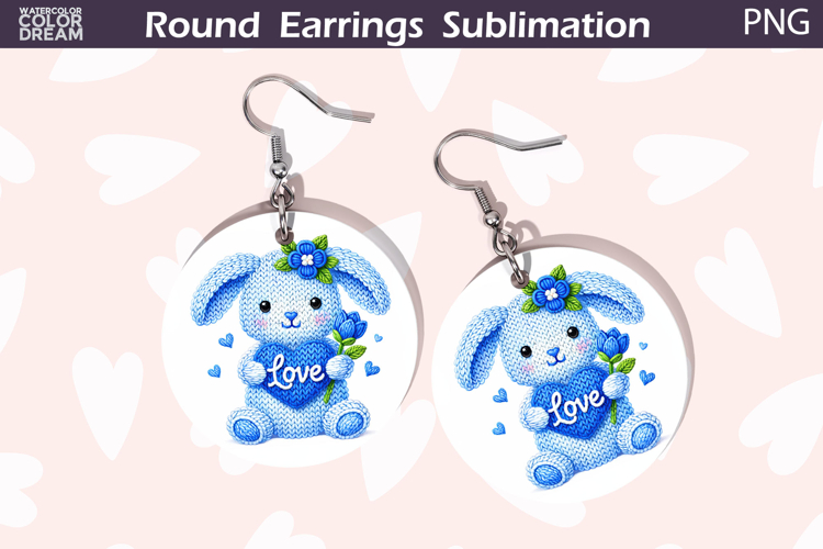 Bunny Heart Round Earrings | Cute Animal Earrings
