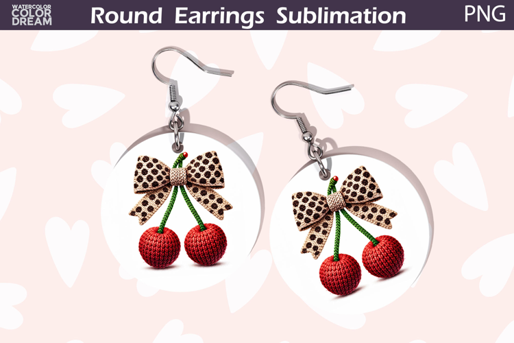 Bow Cherry Round Earrings | Valentine Round Earrings