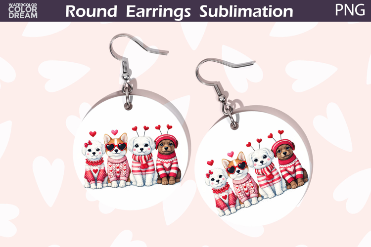 Dog Heart Round Earrings | Cute Animal Earrings