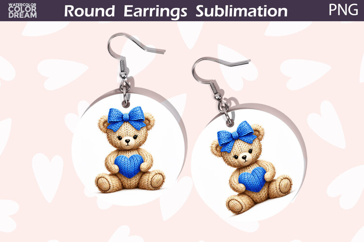 Bear Heart Round Earrings | Cute Animal Earrings example image 1