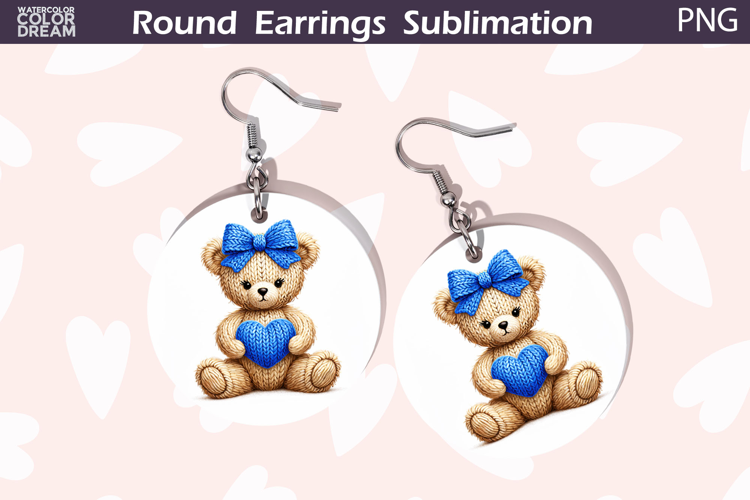 Bear Heart Round Earrings | Cute Animal Earrings