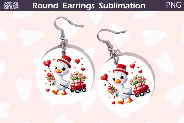 Goose Heart Round Earrings | Cute Animal Earrings