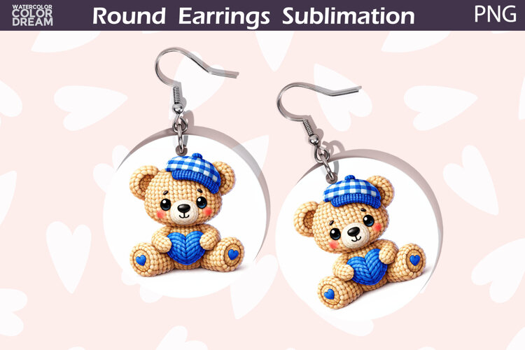 Bear Heart Round Earrings | Cute Animal Earrings example image 1