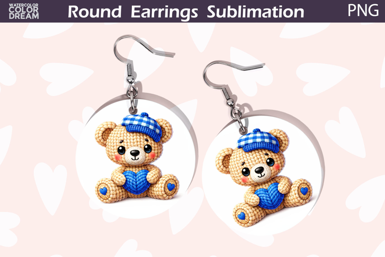 Bear Heart Round Earrings | Cute Animal Earrings