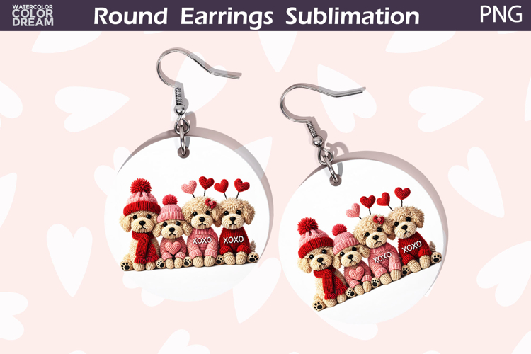 Dog Heart Round Earrings | Cute Animal Earrings