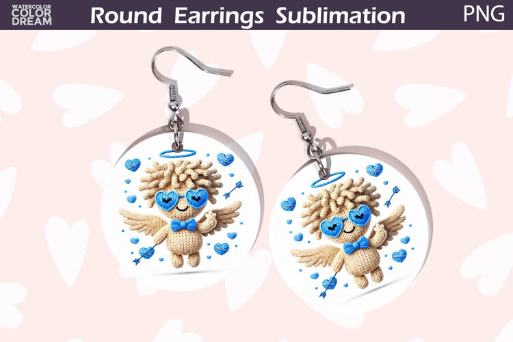 Cupid Heart Round Earrings | Cute Character Earrings example image 1