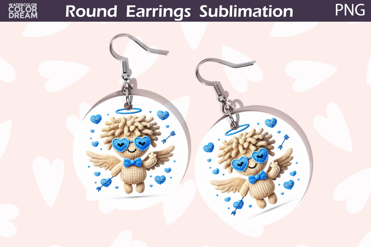 Cupid Heart Round Earrings | Cute Character Earrings