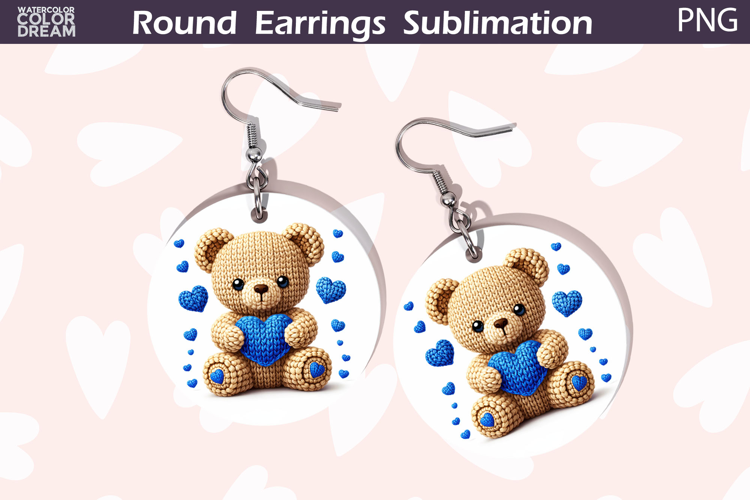 Bear Heart Round Earrings | Cute Animal Earrings