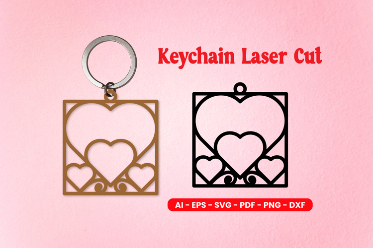 Valentine Heart Keychain Laser Cut SVG