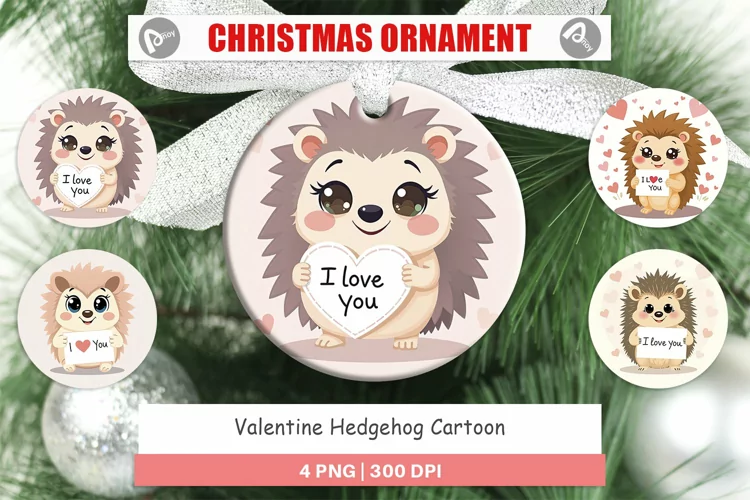 Christmas Ornaments Valentine Hedgehog Cartoon