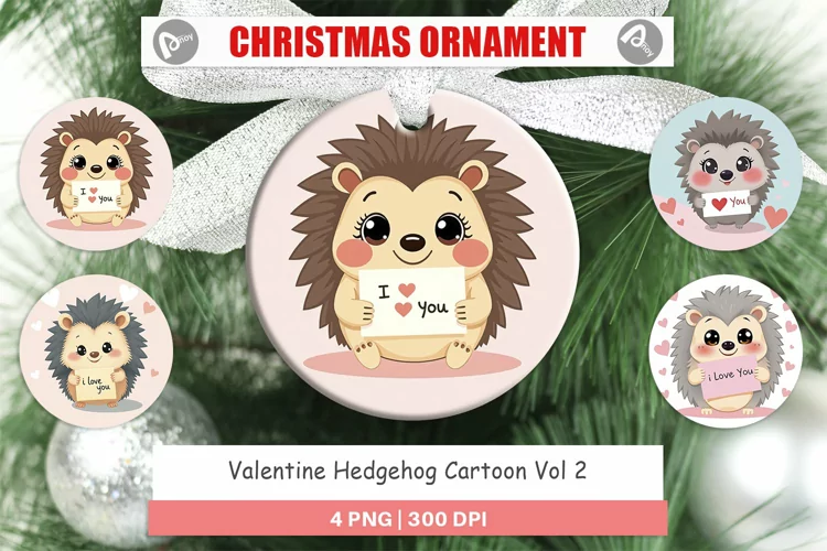 Christmas Ornaments Valentine Hedgehog Cartoon