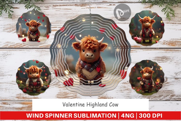 Wind Spinner Valentine Highland Cow