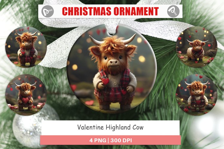Christmas Ornaments Valentine Highland Cow