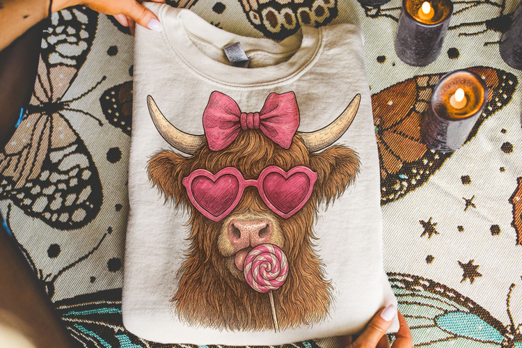 Highland Cow Valentines Day PNG, Be Mine, Xoxo Png, Love