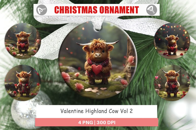 Christmas Ornaments Valentine Highland Cow