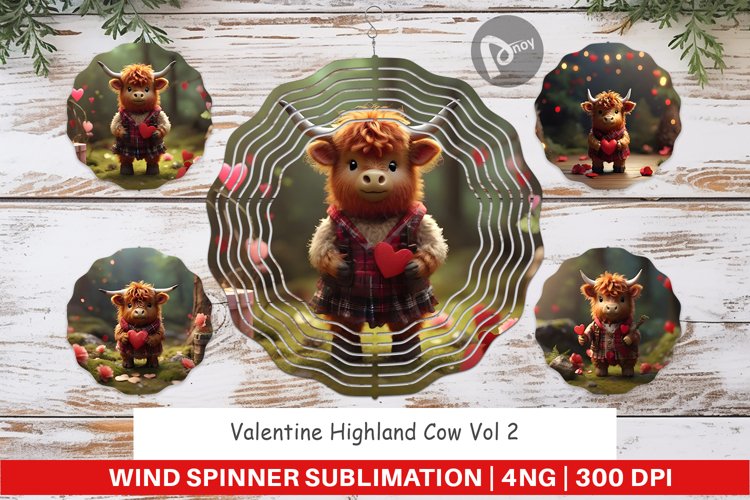Wind Spinner Valentine Highland Cow