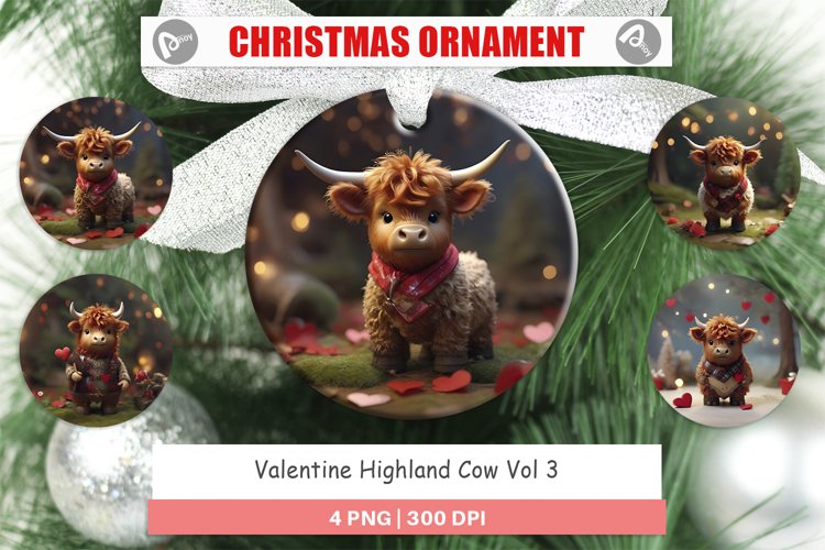 Christmas Ornaments Valentine Highland Cow