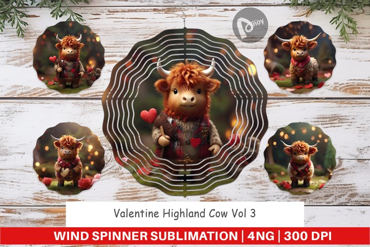 Wind Spinner Valentine Highland Cow