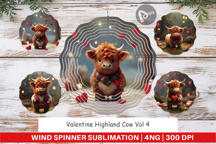 Wind Spinner Valentine Highland Cow