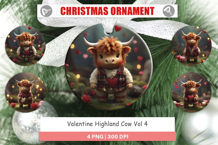 Christmas Ornaments Valentine Highland Cow