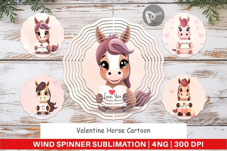 Wind Spinner Valentine Horse Cartoon example image 1