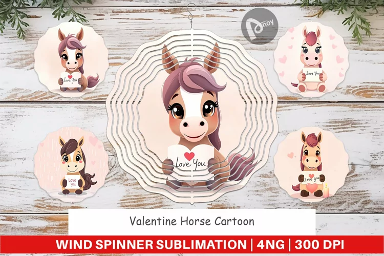 Wind Spinner Valentine Horse Cartoon