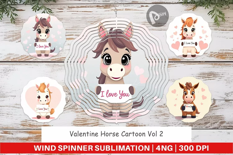 Wind Spinner Valentine Horse Cartoon