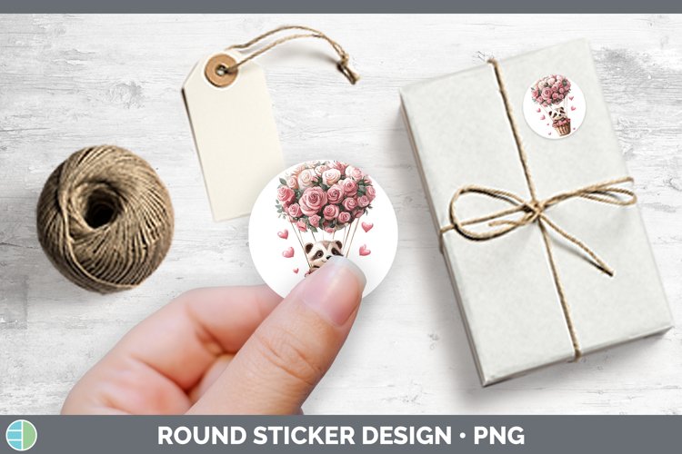 Valentine Hot Air Balloon Badger Stickers | Round Labels Des