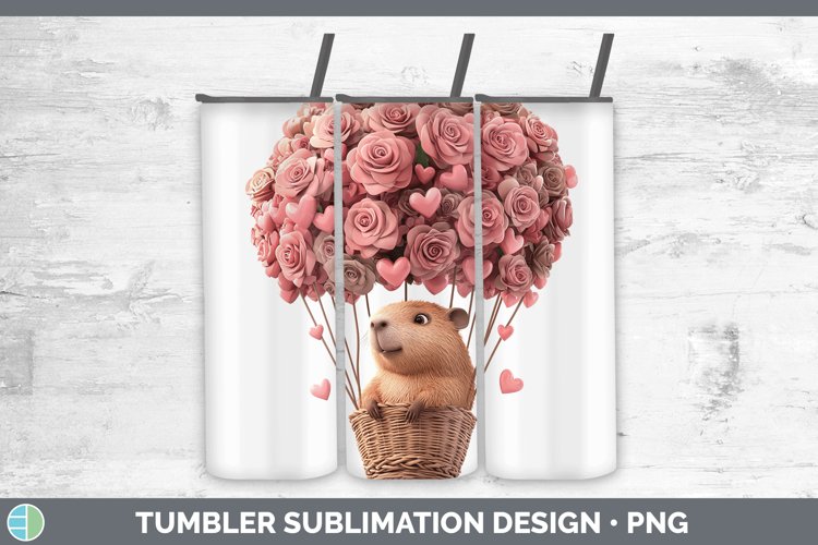 Valentine Hot Air Balloon Capybara Tumbler Sublimation 20 oz