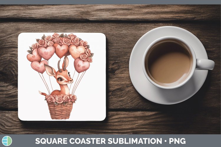 Valentine Hot Air Balloon Impala Square Coaster Sublimation