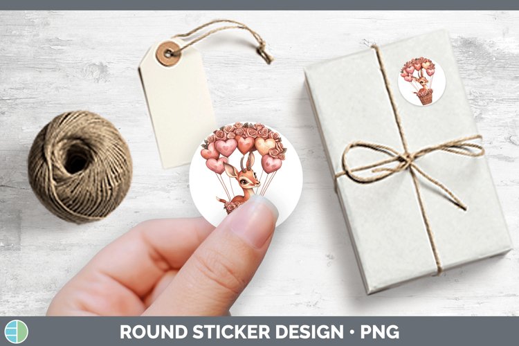 Valentine Hot Air Balloon Impala Stickers | Round Labels Des