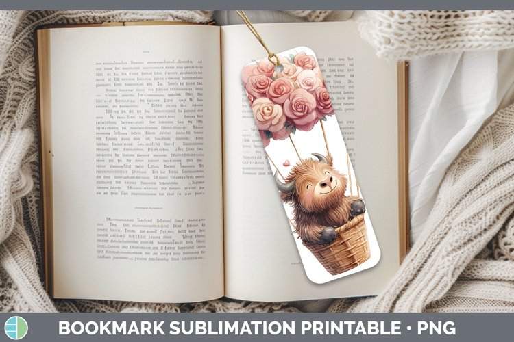 Valentine Hot Air Balloon Musk Ox Bookmark Sublimation Print