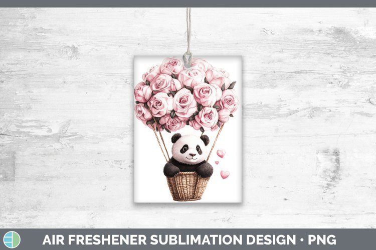 Valentine Hot Air Balloon Panda Bear Air Freshener Sublimati