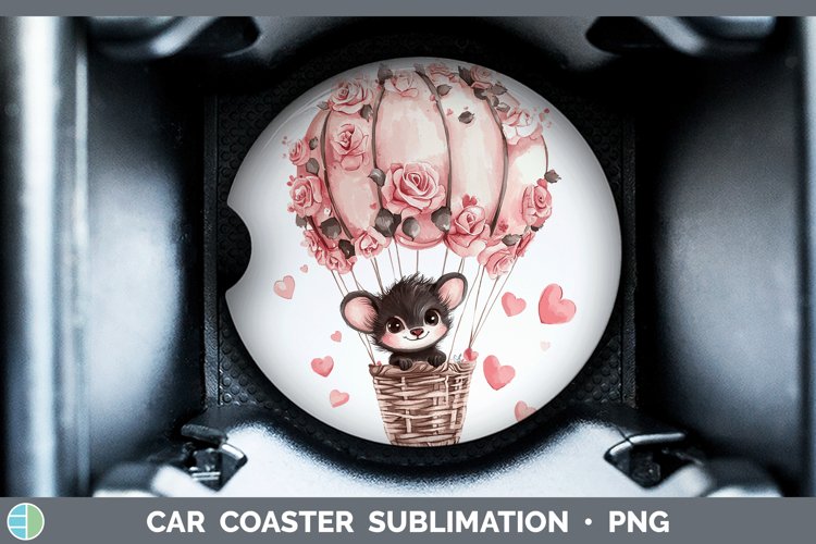 Valentine Hot Air Balloon Tasmanian Devil Car Coaster Sublim