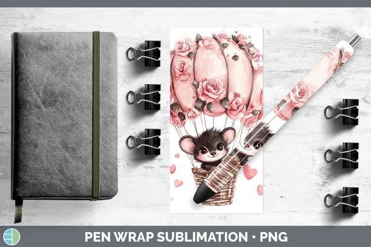 Valentine Hot Air Balloon Tasmanian Devil Pen Wrap Sublimati