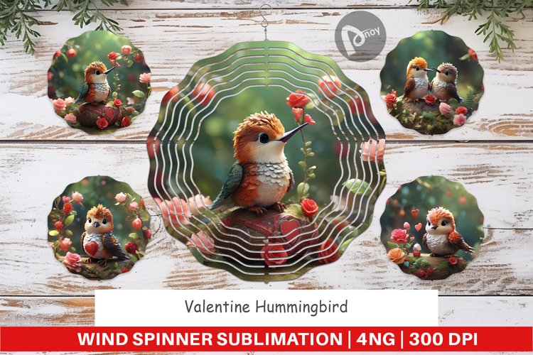 Wind Spinner Valentine Hummingbird