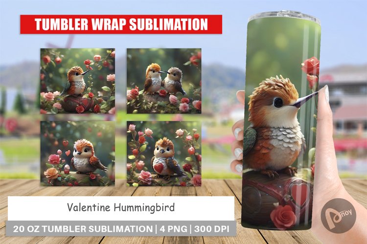 Tumbler Sublimation Wrap Valentine Hummingbird