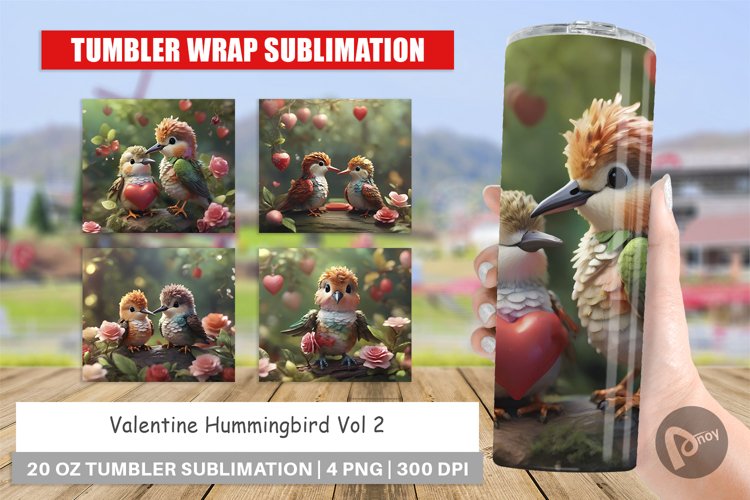 Tumbler Sublimation Wrap Valentine Hummingbird