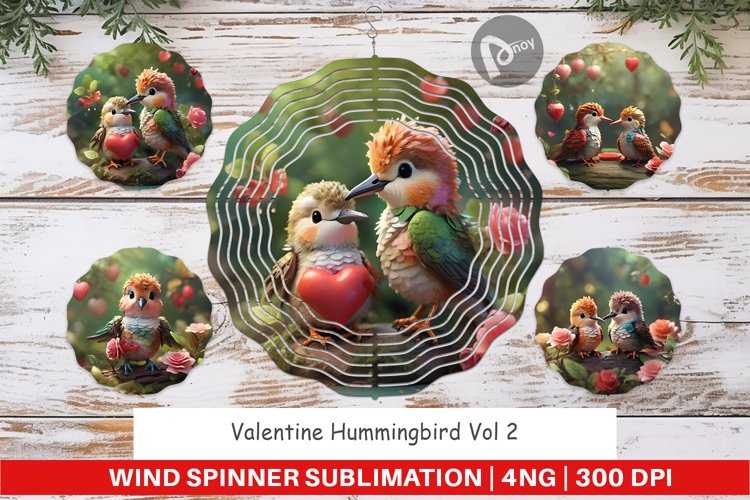 Wind Spinner Valentine Hummingbird