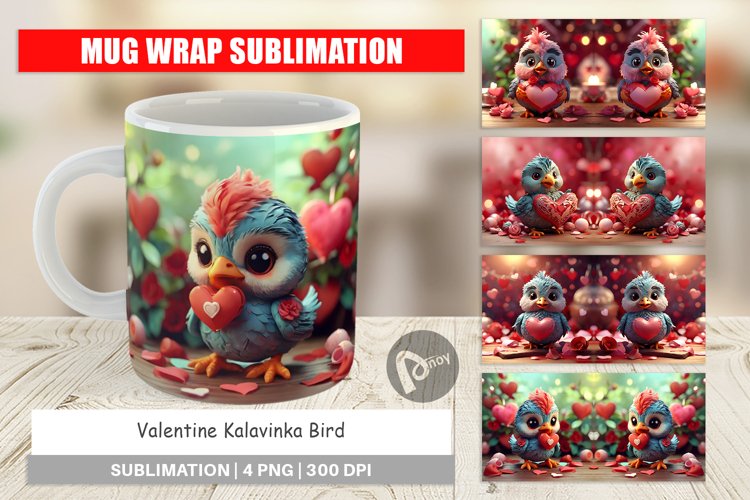 Mug sublimation design Valentine Kalavinka Bird