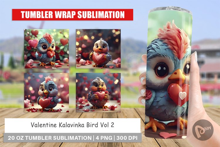 Tumbler Sublimation Wrap Valentine Kalavinka Bird