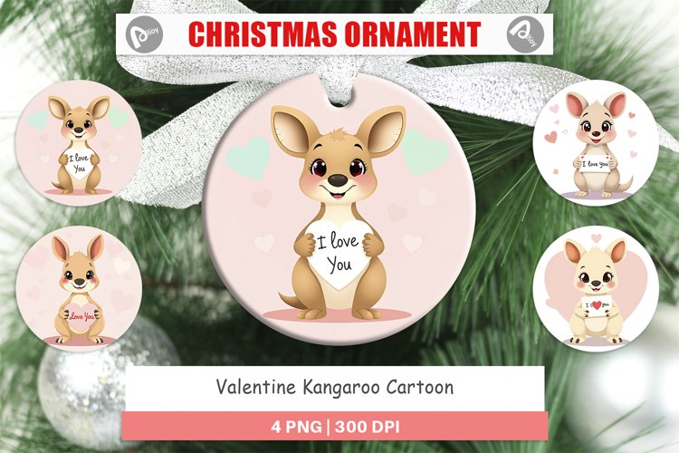 Christmas Ornaments Valentine Kangaroo Cartoon example image 1