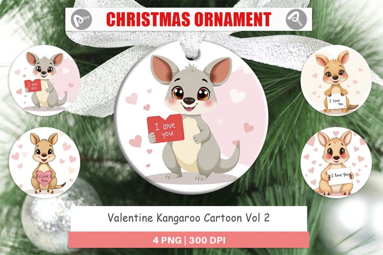 Christmas Ornaments Valentine Kangaroo Cartoon