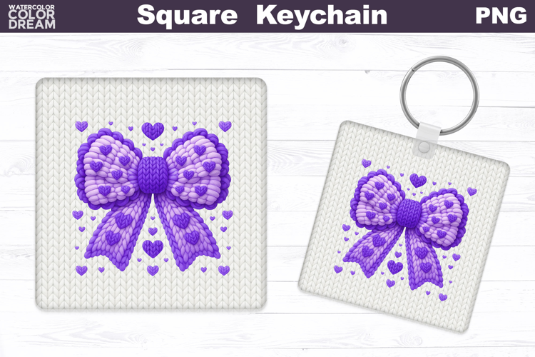 Valentine Bow Square Keychain | Bow Heart Sublimation