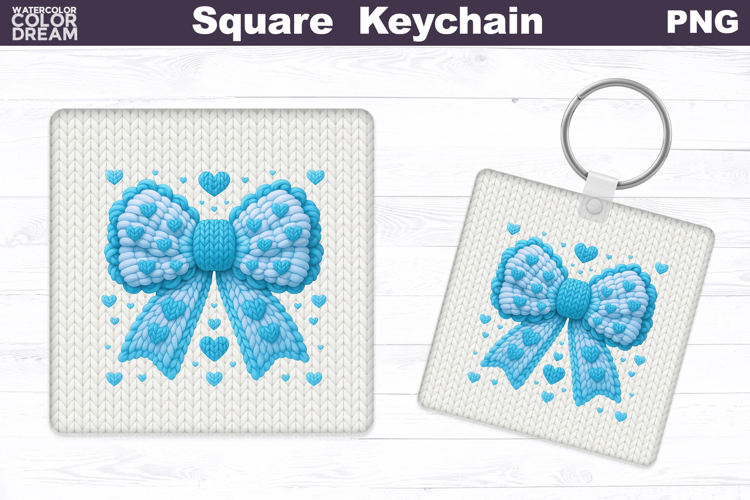 Valentine Bow Square Keychain | Bow Heart Sublimation