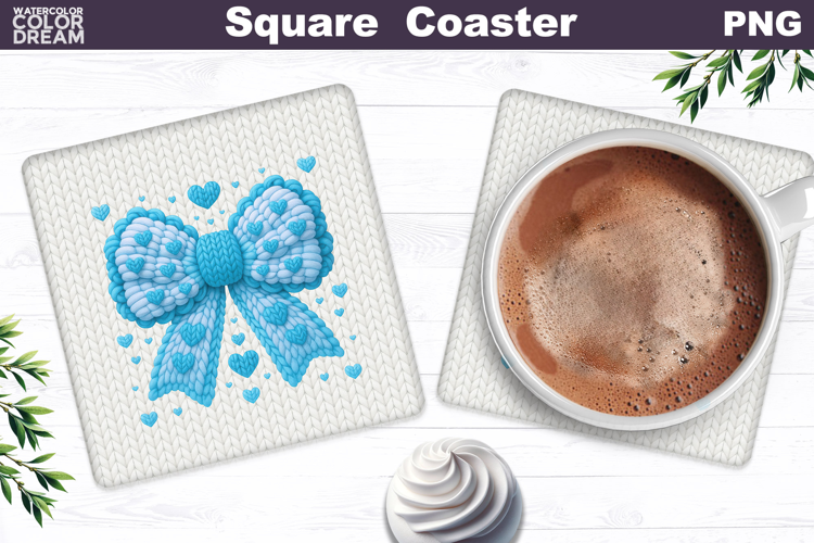 Valentine Bow Square Coaster| Heart Love Sublimation
