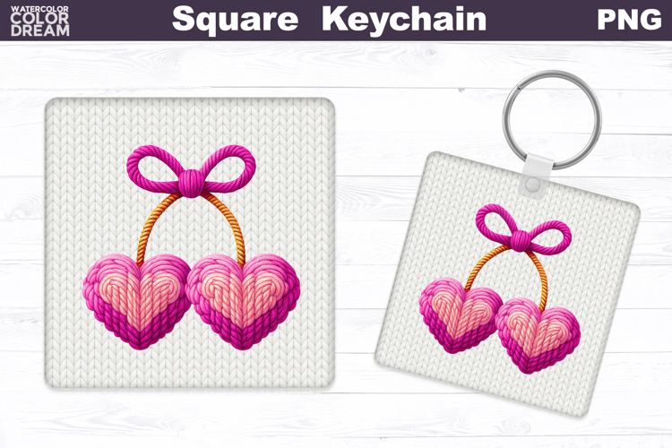 Valentine Square Keychain | Cherry Heart Sublimation